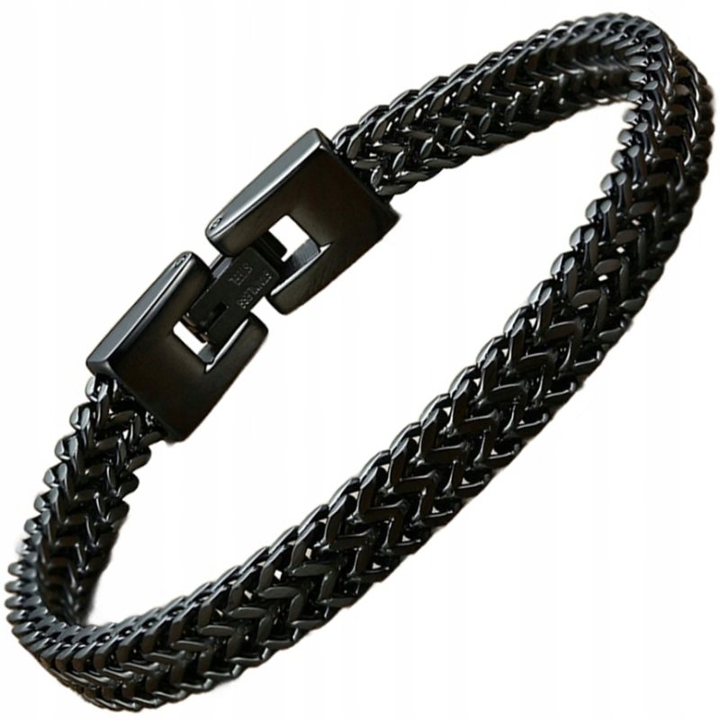 Bransoletka męska na rękę stal szlachetna 316L oryginalna czarna 23 cm