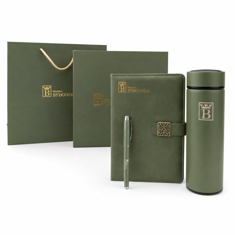 Zestaw zielony dla nauczycielki prezent podziękowanie koniec szkoły, dzień ojca z grawerem