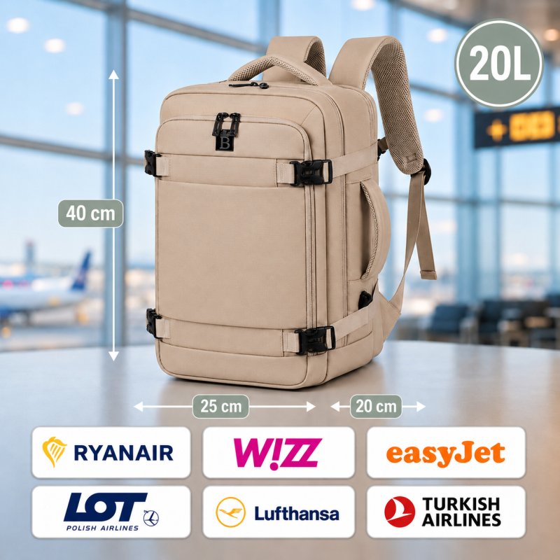 Plecak do samolotu bagaż podręczny 40x25x20 Ryanair Wizz Air kabinowy 20L