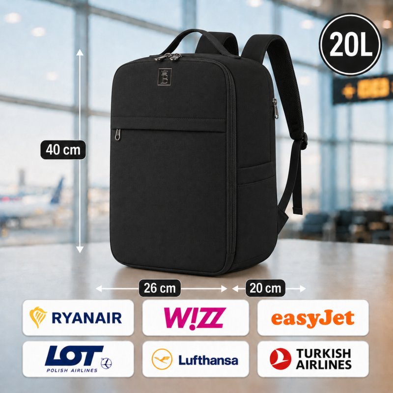 Plecak Do Samolotu Podróżny 40x26x20 MOCNY RYANAIR Bagaż Podręczny Kabinowy