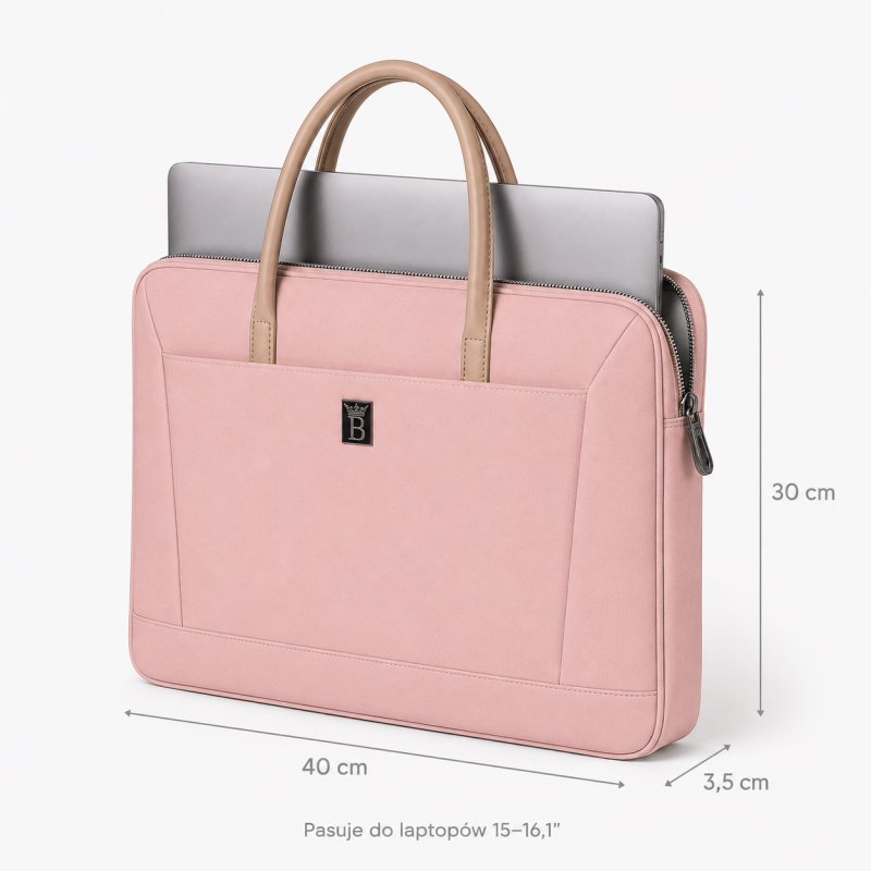 Różowa torba na laptopa etui teczka 15,6-16,1" wodoodporna