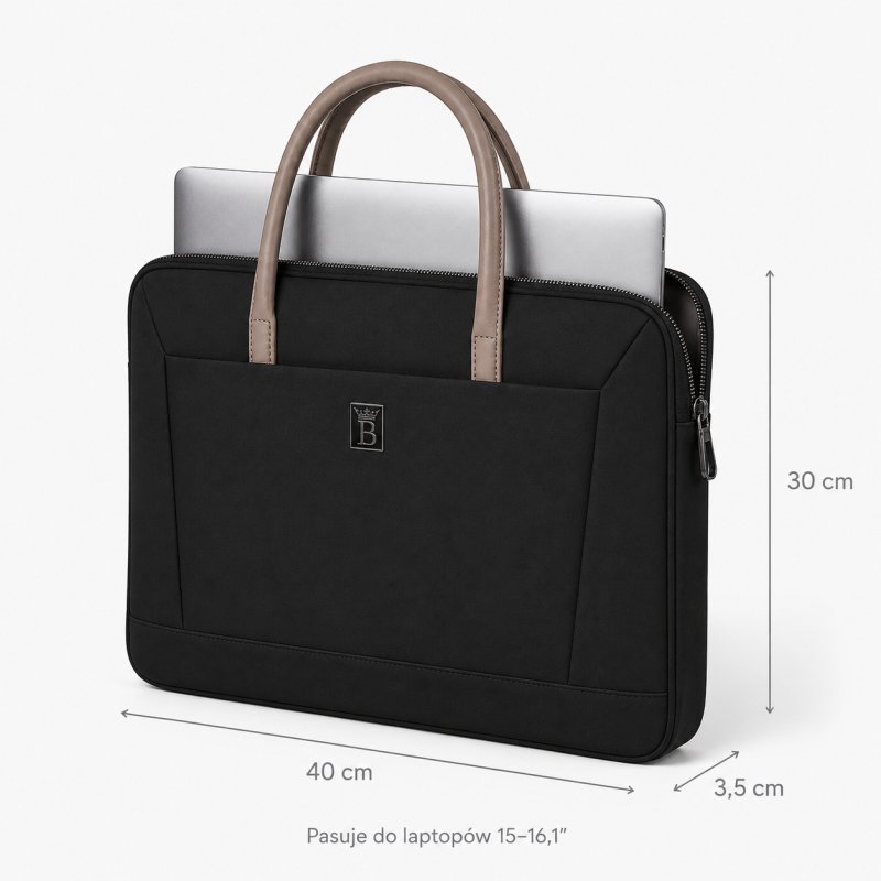 Czarna etui torba teczka na laptopa 15,6-16,1" wodoodporna