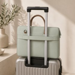 Zielona torba teczka na laptopa 15,6-16,1" wodoodporna pasek do walizki