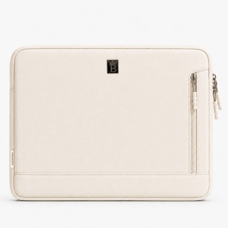 Kremowe beżowe etui na laptopa torba teczka pokrowiec 15,6-16,1 cali
