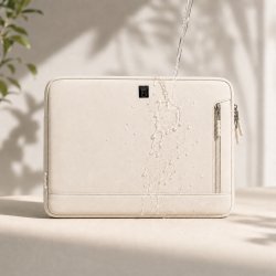 Kremowe beżowe etui na laptopa torba teczka pokrowiec 15,6-16,1 cali