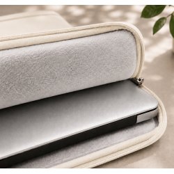 Kremowe beżowe etui na laptopa torba teczka pokrowiec 15,6-16,1 cali