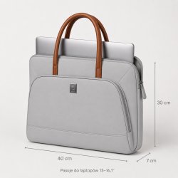 Szare etui torba teczka na laptopa 15,6-16,1" wodoodporna