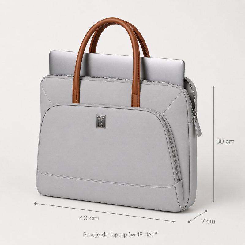 Szare etui torba teczka na laptopa 15,6-16,1" wodoodporna