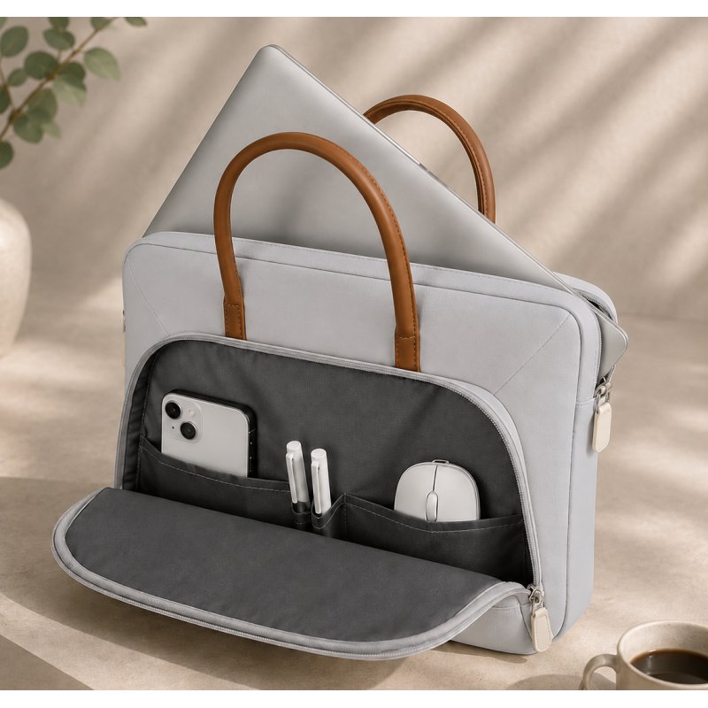 Szare etui torba teczka na laptopa 15,6-16,1" wodoodporna