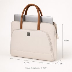 Kremowe beżowe etui torba teczka na laptopa 15,6-16,1" wodoodporna