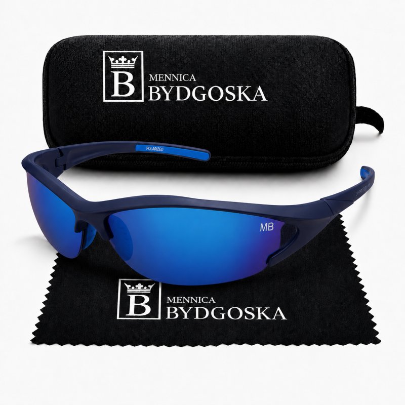 Okulary przeciwsłoneczne sportowe męskie polaryzacyjne UV400 niebieskie
