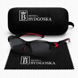 Okulary męskie MB rowerowe polaryzacyjne uv4 stylowe czarno czerwone sport