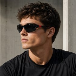 Okulary męskie MB rowerowe polaryzacyjne uv4 stylowe czarno czerwone sport