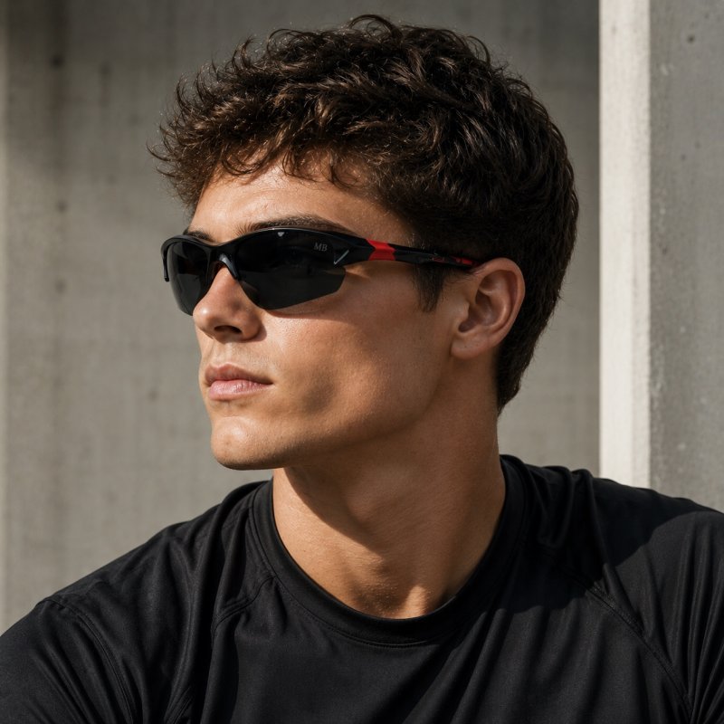 Okulary męskie MB rowerowe polaryzacyjne uv4 stylowe czarno czerwone sport