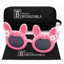Okulary przeciwsłoneczne dla dziewczynki oprawka królik UV400 2-9 lat różowe