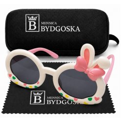 Okulary przeciwsłoneczne dla dzieci UV400 króliczek kokardka 2-9 lat białe