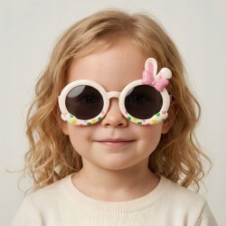 Okulary przeciwsłoneczne dla dzieci UV400 króliczek kokardka 2-9 lat białe
