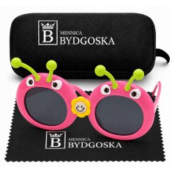 Okulary przeciwsłoneczne dla dzieci robaczek różowe UV400 2-9 lat