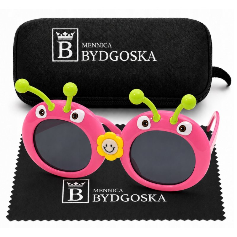 Okulary przeciwsłoneczne dla dzieci robaczek różowe UV400 2-9 lat