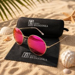 Okulary przeciwsłoneczne damskie polaryzacyjne lenonki różowe stylowe UV400
