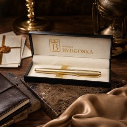 Długopis żelowy złoty elegancki na prezent ozdobnye etui czarny wkład