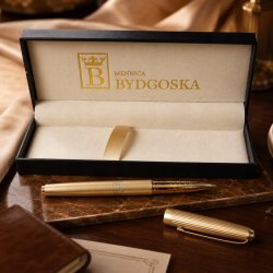 Długopis żelowy złoty elegancki na prezent ozdobnye etui czarny wkład