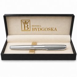 Długopis żelowy srebrny elegancki na prezent ozdobne etui czarny wkład