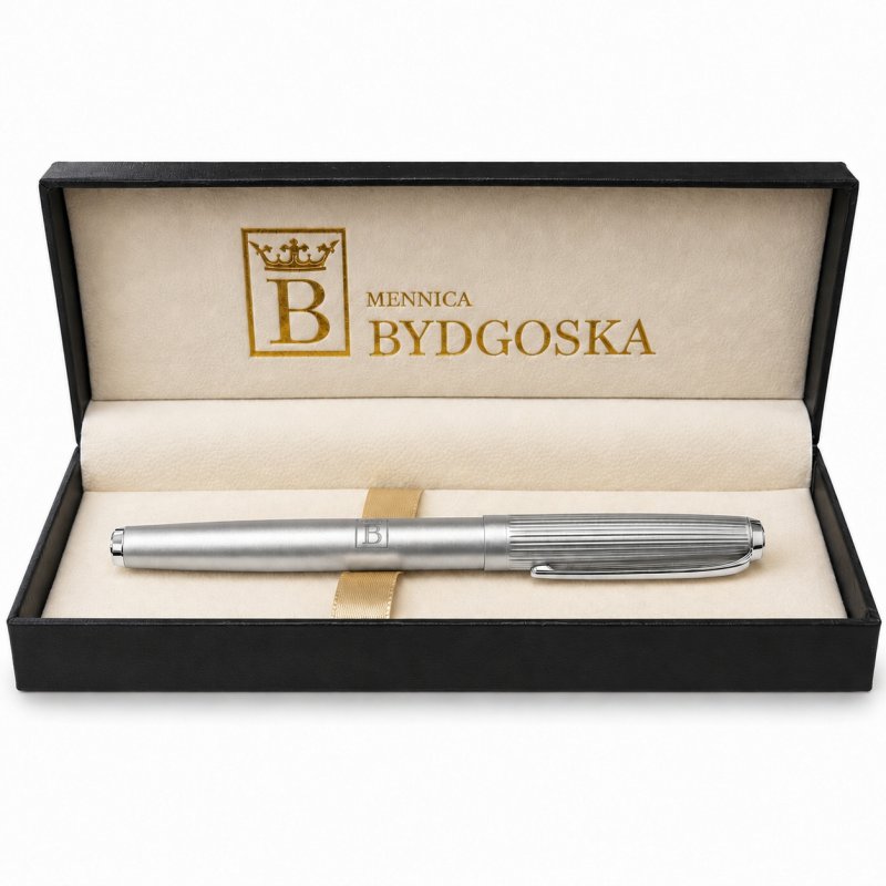 Długopis żelowy srebrny elegancki na prezent ozdobne etui czarny wkład