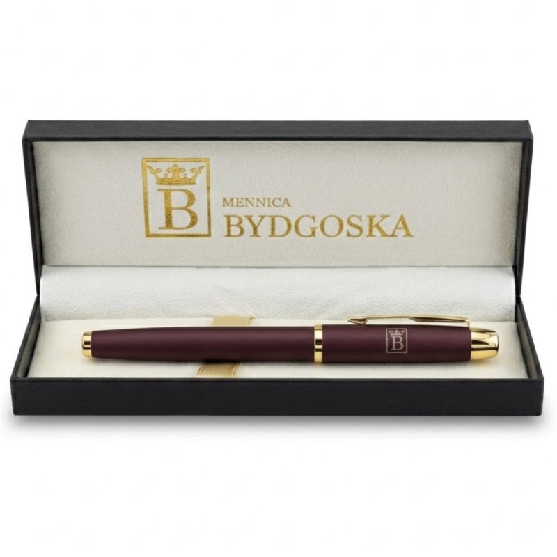 Długopis żelowy bordowy elegancki na prezent ozdobnye etui czarny wkład