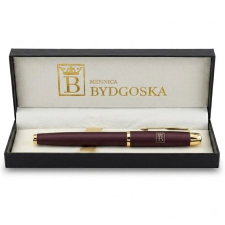 Długopis żelowy bordowy elegancki na prezent ozdobnye etui czarny wkład grawer