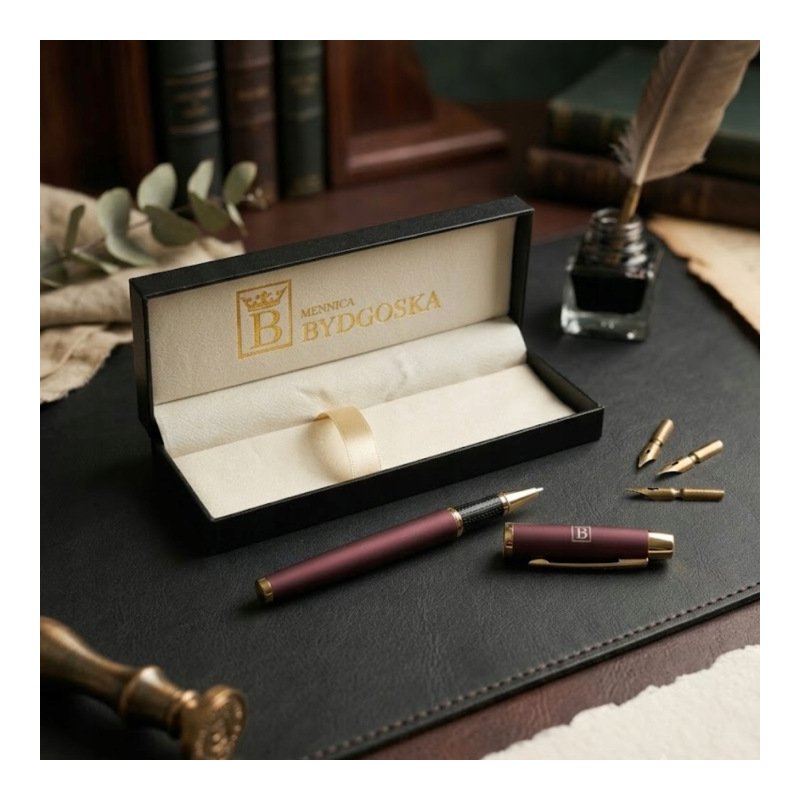 Długopis żelowy bordowy elegancki na prezent ozdobnye etui czarny wkład