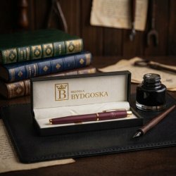 Długopis żelowy bordowy elegancki na prezent ozdobnye etui czarny wkład