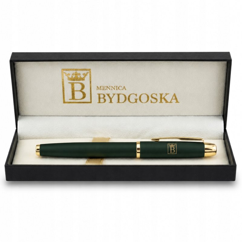 Długopis żelowy zielony elegancki na prezent ozdobnye etui czarny wkład
