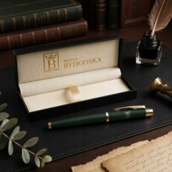 Długopis żelowy zielony elegancki na prezent ozdobnye etui czarny wkład