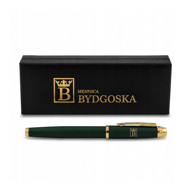 Długopis żelowy zielony elegancki na prezent ozdobnye etui czarny wkład