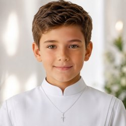 Srebrny naszyjnik krzyżyk Jezus łańcuszek z zawieszką na komunię srebro 925