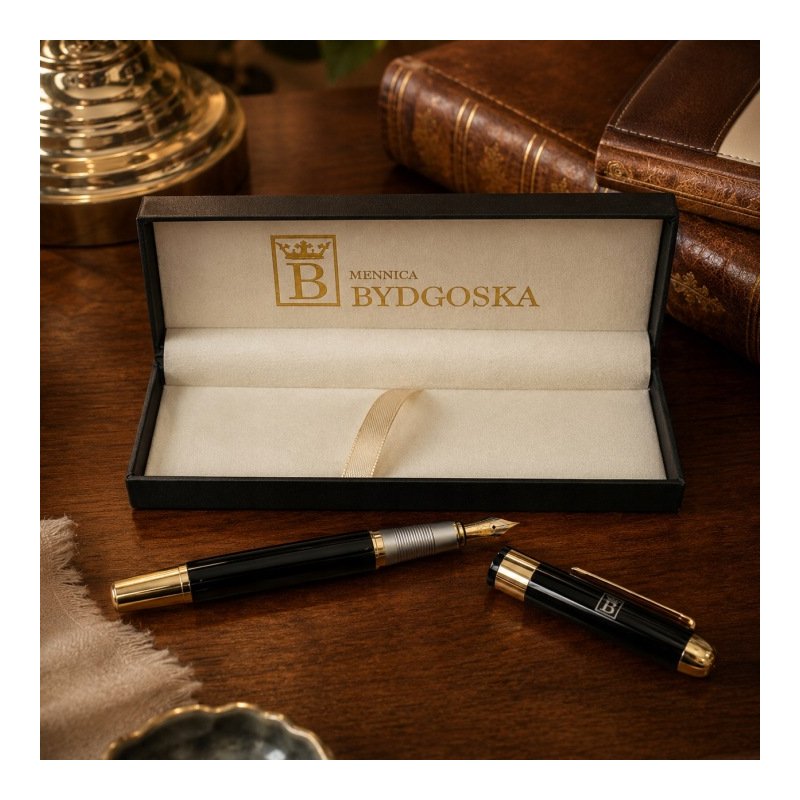 Pióro wieczne eleganckie czarne pióro na prezent luksusowy z etui premium