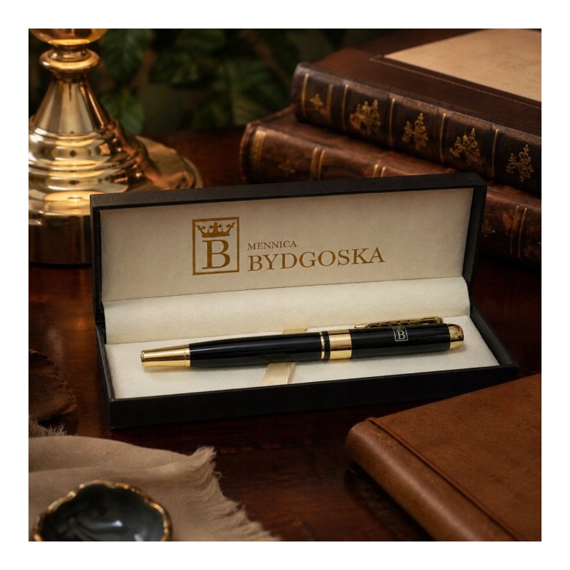 Pióro wieczne eleganckie czarne pióro na prezent luksusowy z etui premium