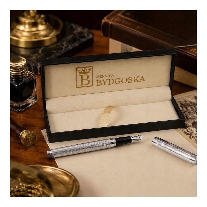 Pióro wieczne eleganckie srebrne pióro na prezent luksusowy z etui premium