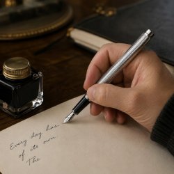 Pióro wieczne eleganckie srebrne pióro na prezent luksusowy z etui premium
