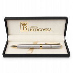 Srebrny długopis żelowy elegancki na prezent ozdobne etui czarny wkład
