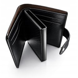 Card Holder portfel męski czarny z pudełkiem na karty eko skóra RFID