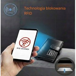 Card Holder portfel męski czarny z pudełkiem na karty eko skóra RFID