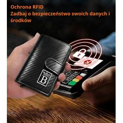 Card Holder portfel męski czarny z pudełkiem na karty eko skóra RFID