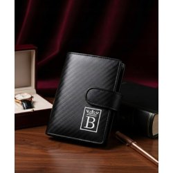 Card Holder portfel męski czarny z pudełkiem na karty eko skóra RFID