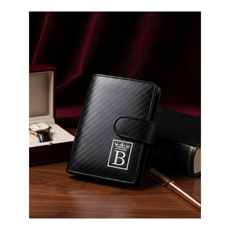 Card Holder portfel męski czarny z pudełkiem na karty eko skóra RFID