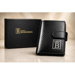 Card Holder portfel męski czarny z pudełkiem na karty eko skóra RFID