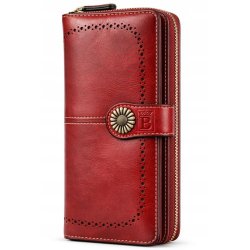Portfel damski czerwony elegancki ze skóry eko karty gotówkę ochrona RFID