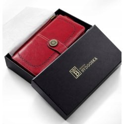 Portfel damski czerwony elegancki ze skóry eko karty gotówkę ochrona RFID