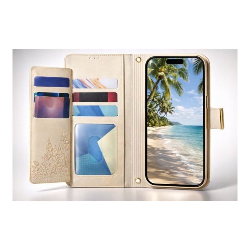 Etui portfelowe z eko skóry z zamkiem na karty iPhone 16 Pro Max pasek
